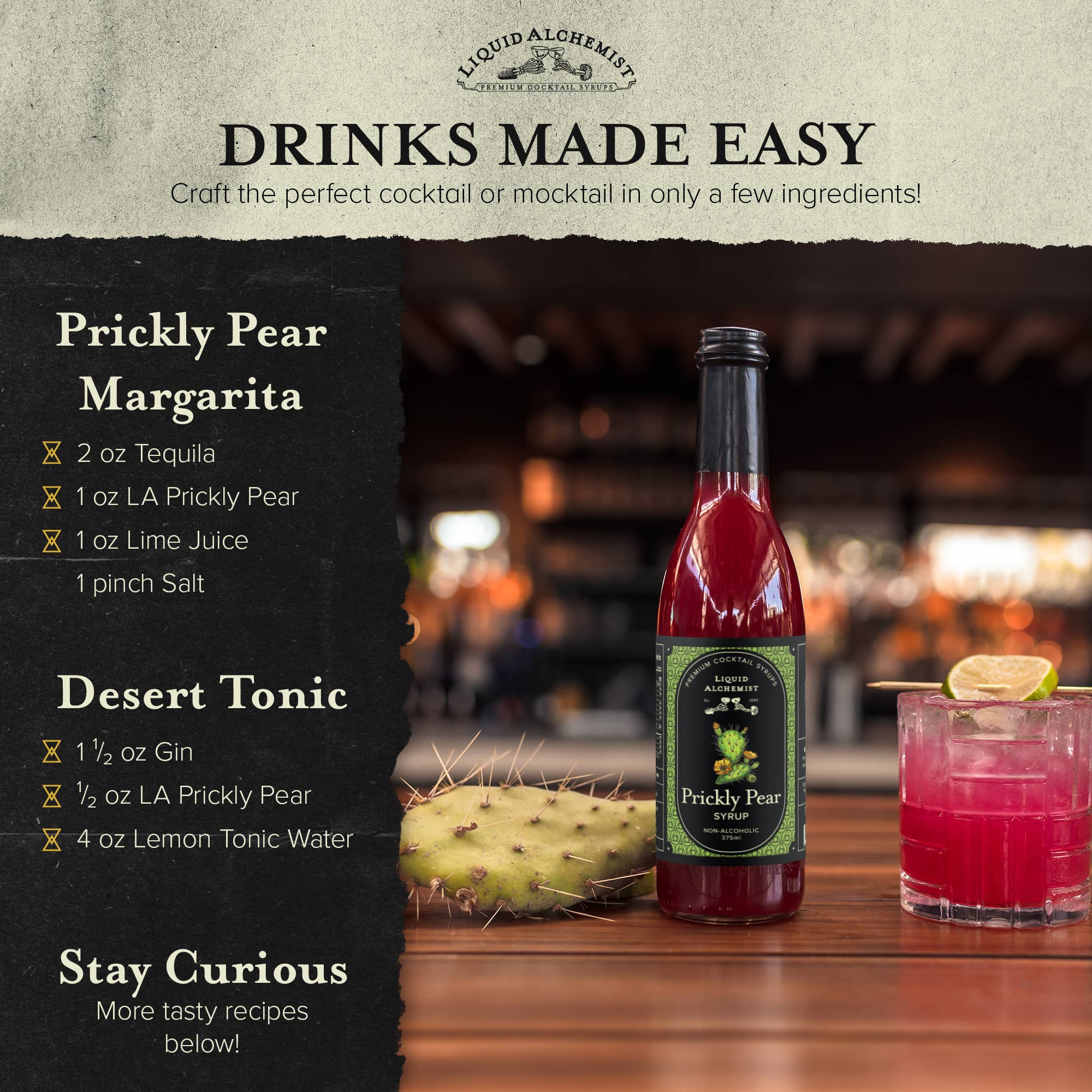 Liquid Alchemist Syrups - Wholesale Cocktail Mix/Syrup - Prickly Pear Cocktail Syrup2