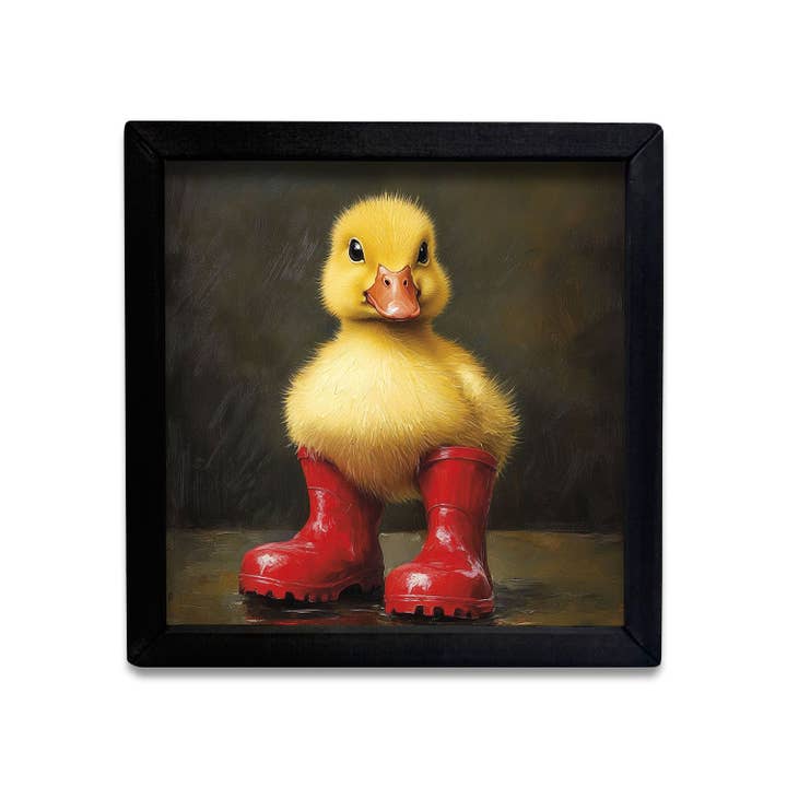 HMK067 Duck in Red Boots Box Frame for wholesale by JanMichaels Art & Home