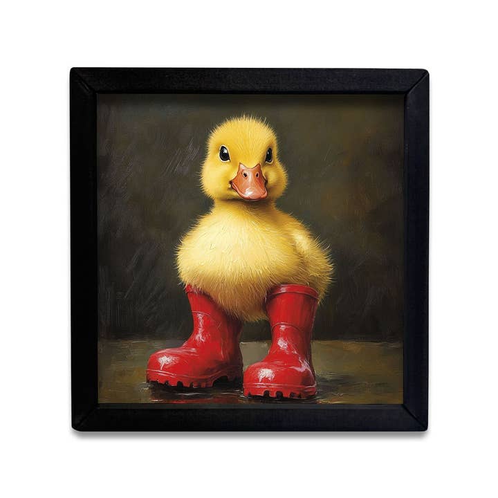 HMK067 Duck in Red Boots Box Frame for wholesale by JanMichaels Art & Home