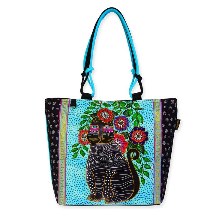 Kitty Noir In Blossoms, Shoulder Tote for wholesale by Headwear & Handbag Collections by Sun 'N' Sand