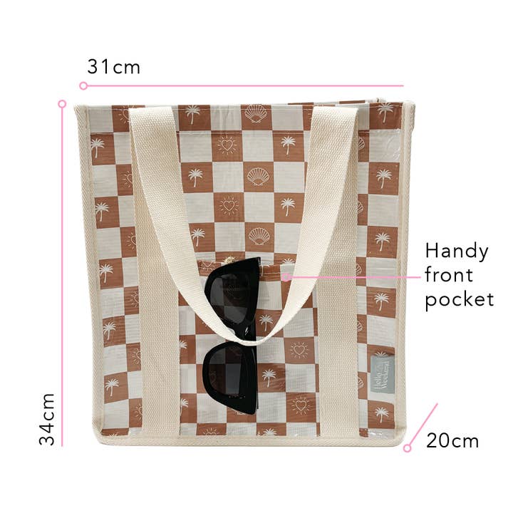 Hello Weekend – wholesale Tote bag – Unisex – Palm trees & hearts - Daily Market Tote Bag with Pocket 3