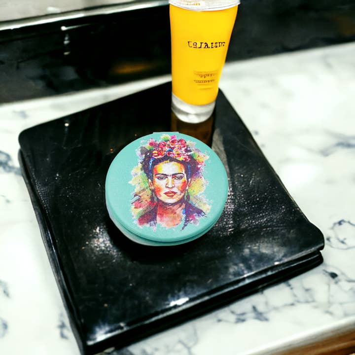 Round Compact Metal Mirror Frida for wholesale by CRETE TRADING INC