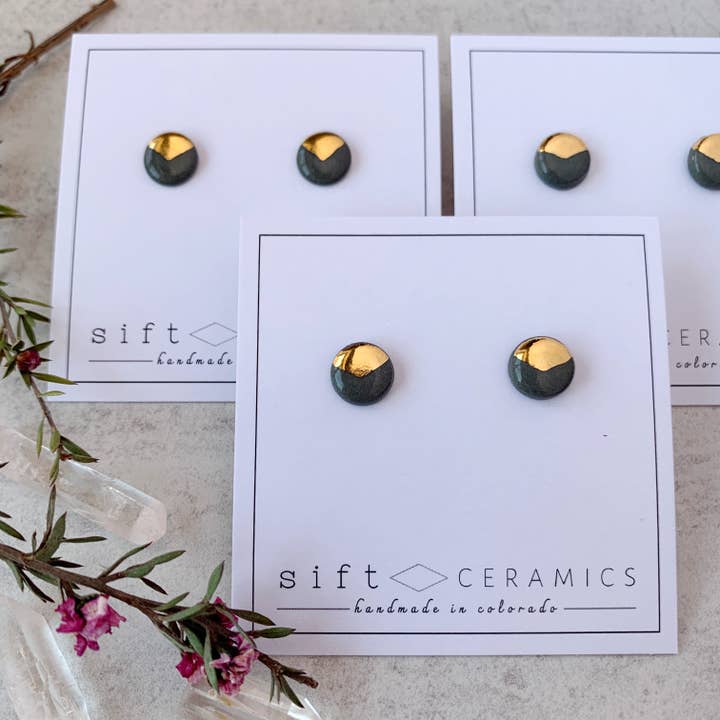 Sift Ceramics - Wholesale Stud/Post Earrings - Ceramic Stud Earrings with Gold Luster6