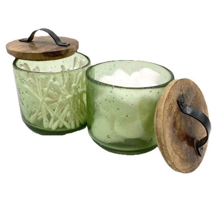 LUX FRAGRANCES - Wholesale Drinking Glass/Cup - 14oz Hand Blown Glass and Stained Lid with Handle