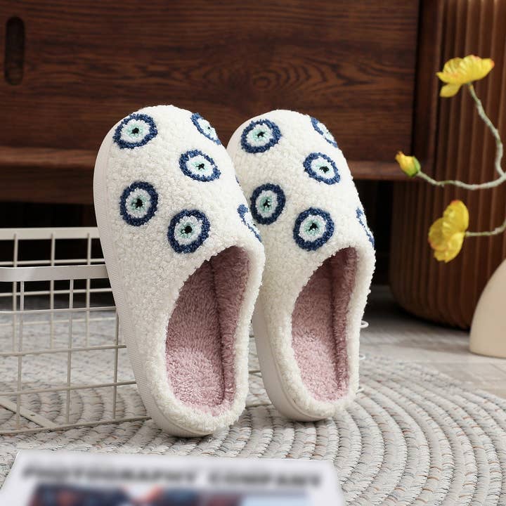 White 2024 NEW EYE PLUSH SLIPPERS_CWSHS0865 for wholesale on Faire