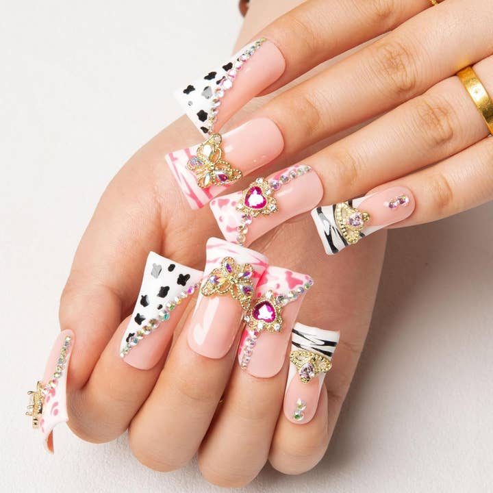 LOVFUL Rolling Luxe Handmade Reusable Full Cover Press on Nails H144 for wholesale by Laflare