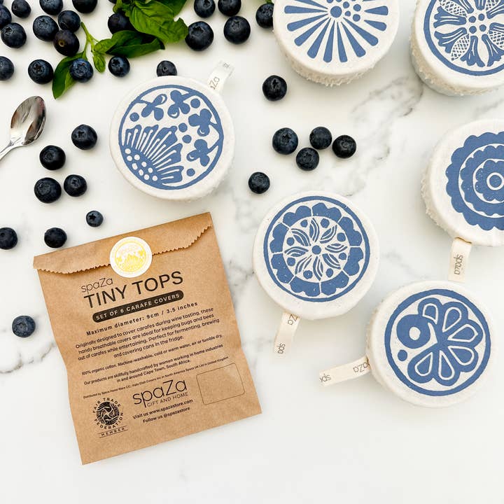 Halo Dish Covers - Wholesale Food Storage Wrap/Bag - Tiny Top 3 inch/8 cm Cotton Cover 6 pack for Jars, Carafes,