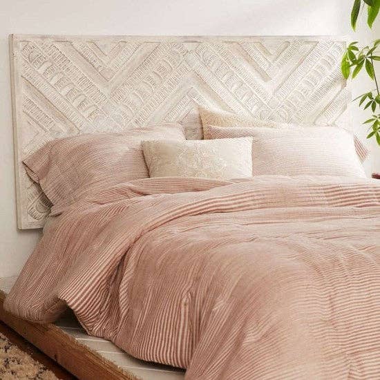 Mandala Bohemian Handmade Headboard - White Rectangular, Wall Mounted bedhead for wholesale by Crafted Fashions