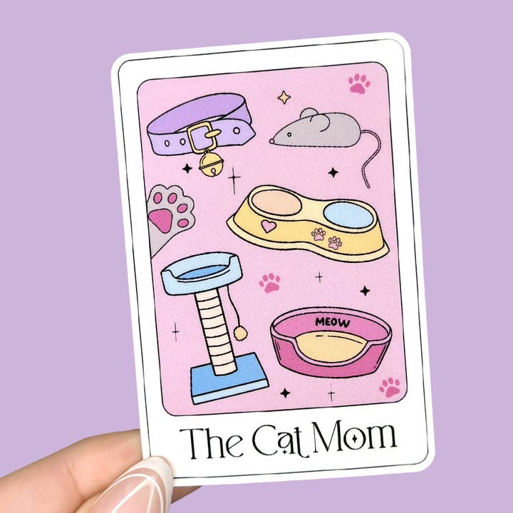 Cat Mom Tarot-kortklistermærke for engroshandel hos Hailey Liz Designs