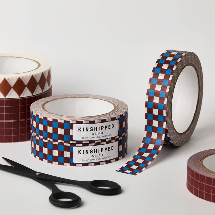 PAPER TAPE - BURGUNDY/BLUE BRUGGE TILE for wholesale by Kinshipped