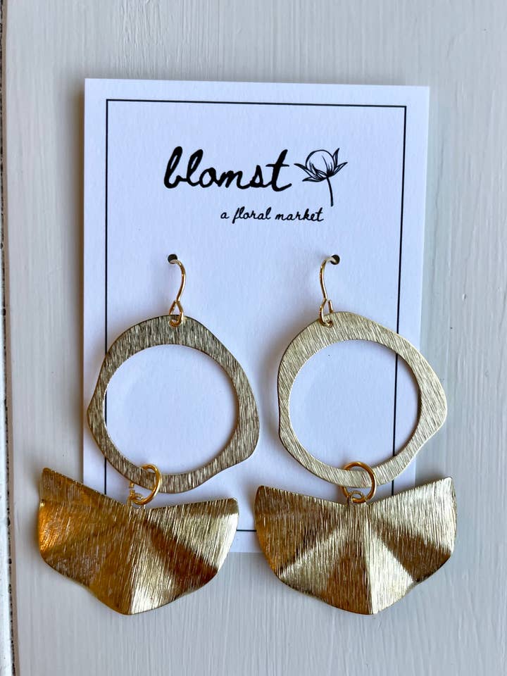 Brass Class Morning Glory Earrings for wholesale by Blomst Floral Market