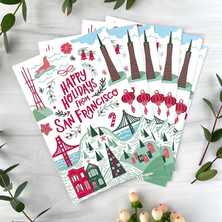 Paper Parasol Press - Wholesale Postcard Set - San Francisco Holiday Postcard Set1
