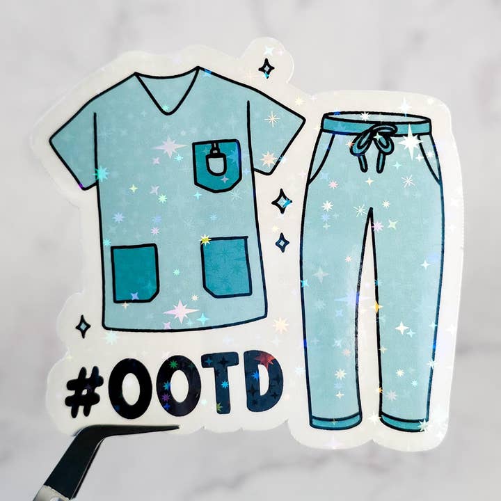 Nurse OOTD Holographic Sticker for Scrubs & Accessories for wholesale by honeysheshome