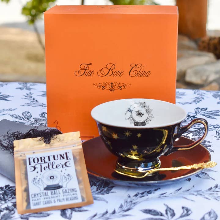 All Little Cute Things - Wholesale Tea Set - Fortune Teller Crystal Black Teacup and Saucer1