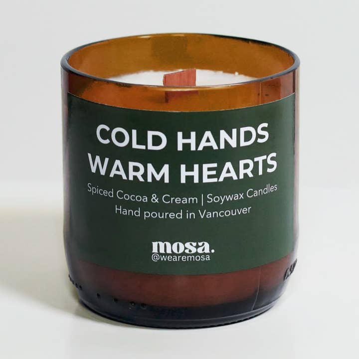 Bougie en cire de soja parfumée au cacao épicé et à la crème pour la vente par Mosa