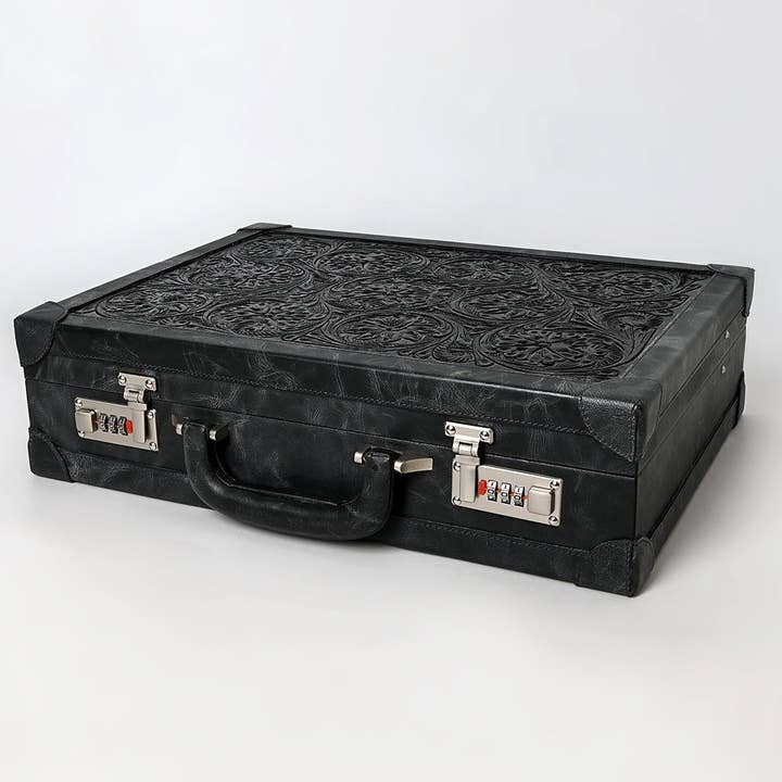 ADBGZ882 Hand-Tooled Leather Jewelry Case with Combination Locks | American Darling for wholesale by LS Western