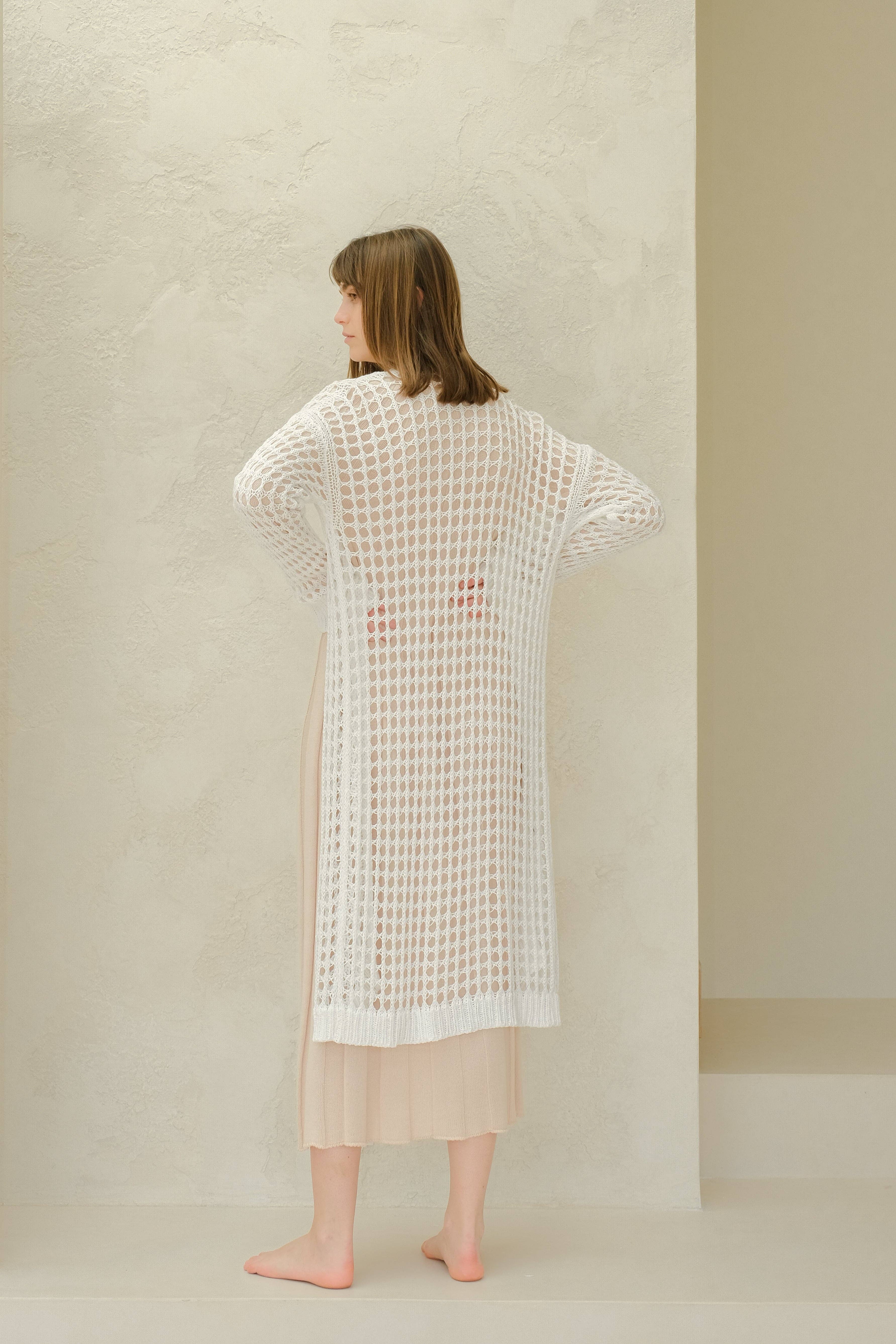 Lèmme – Engroshandel Cardigan - Dame – Fin bomulds hæklet maxi-cardigan1