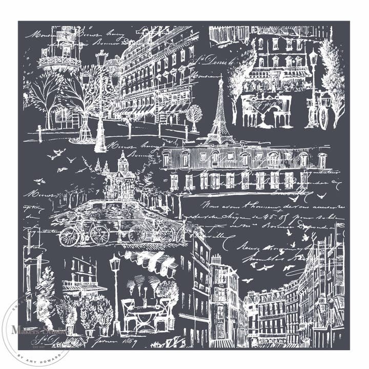 Paris Toile - Mesh Schablonen 12x12 för wholesale av A Makers' Studio