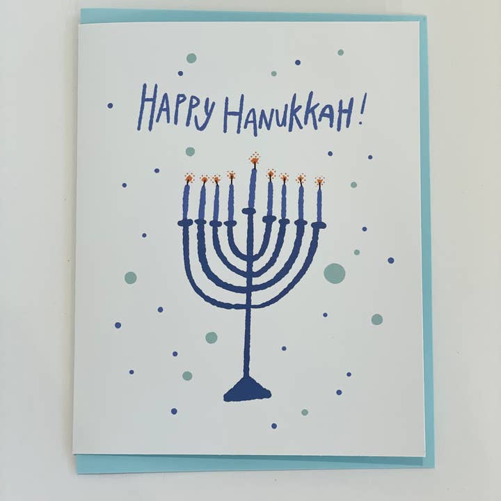 Happy Hanukkah Greeting Card for wholesale by Kendra Lee Miller Art