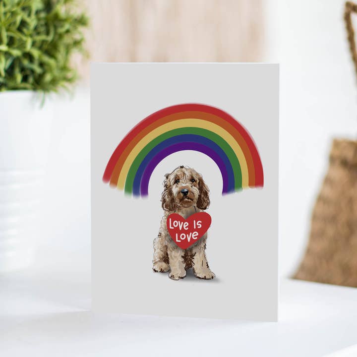 Dog Greeting Card | Pride Card | Love is Love | Rainbow for wholesale by Fable & Sage