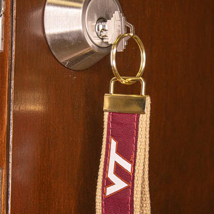 Zep-Pro - Wholesale Keychain - Unisex - Virginia Tech Hokies Collegiate Woven Ribbon Key Chain. Hokies Key Fob. VT Gift. VT Hokies Key Ring. Brass Clasp and O-Ring.1