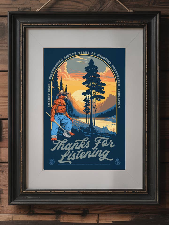 Smokey Bear Rocky Mountains Retro Art Print for wholesale by Giant Step Design Co.