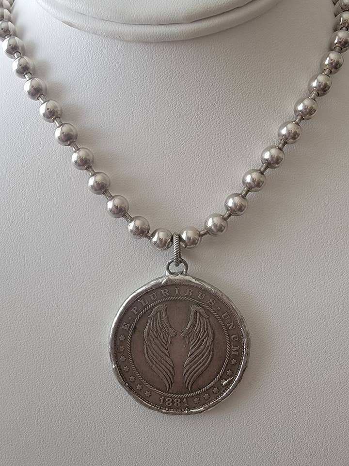 Wing Coin Necklace for wholesale by Arrow jewelry Designs