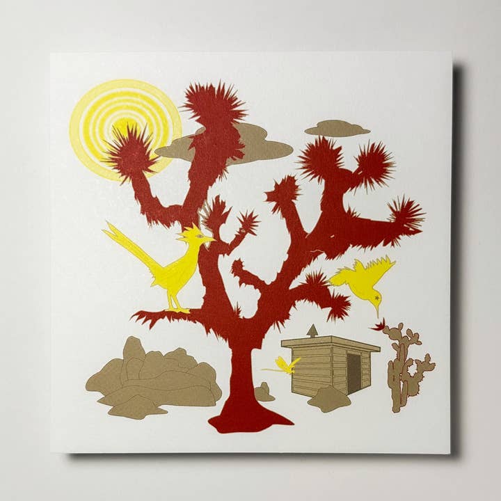 Joshua Tree: "Sun & Roadrunner" Set of 4 postcards for wholesale by Kreaturetown