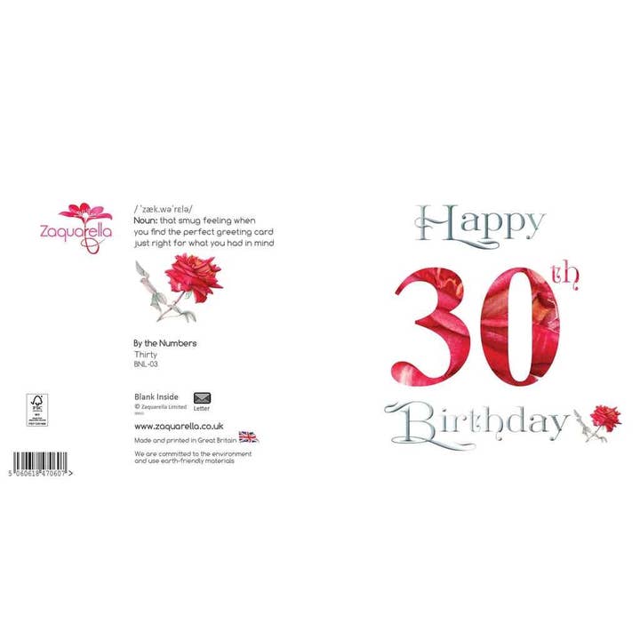 Zaquarella – wholesale Födelsedagskort – Grattis på födelsedagen gratulationskort - Ålder trettio (30)4