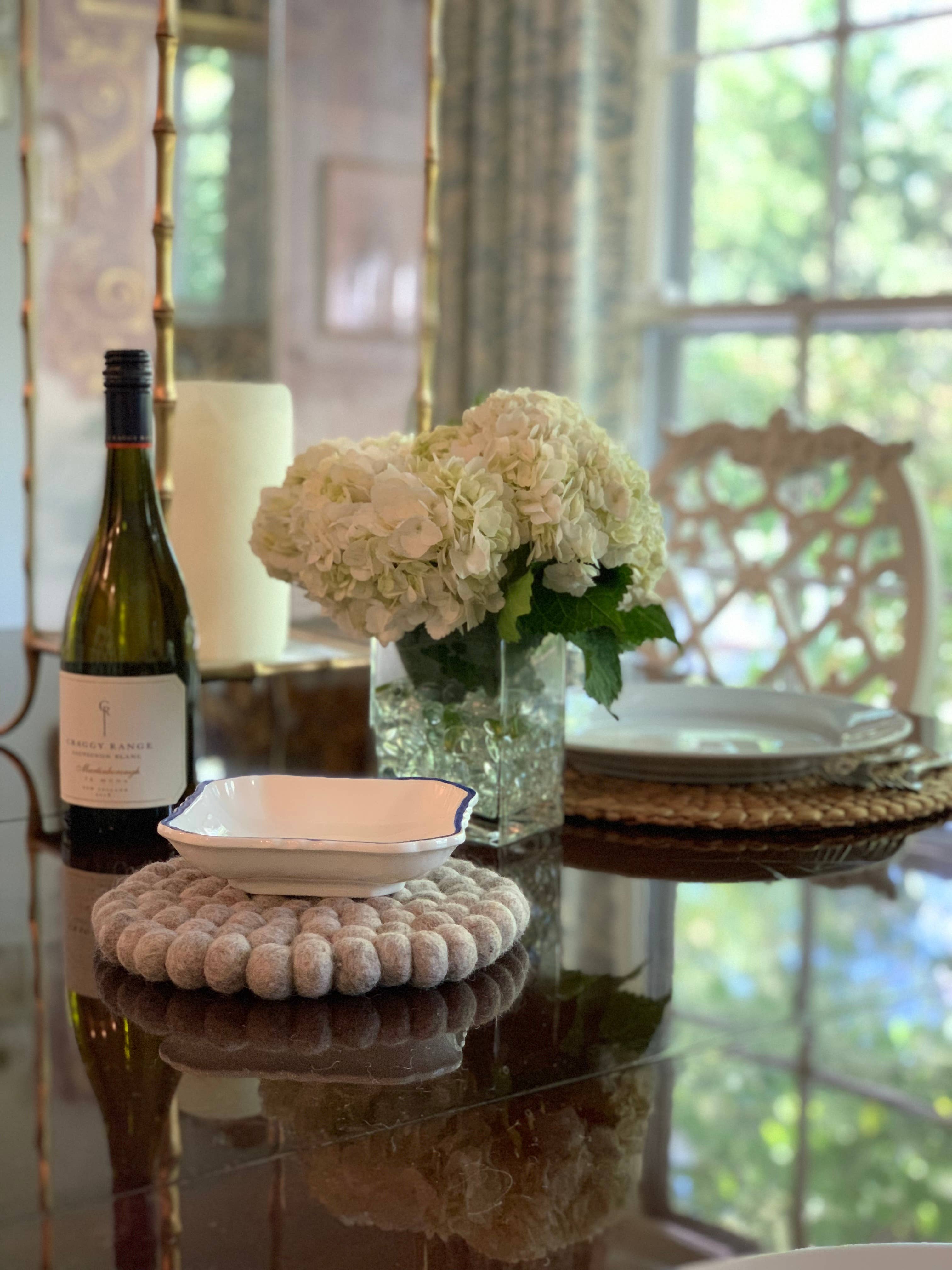 Global Crafts – Engroshandel Bordskåner – Lys Grå Filt Ball Bordskåner1