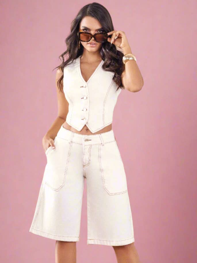 (Vest and Short Set) Palace 100% Authentic Colombian Push Up Jeans for wholesale by JDCOLFASHION LLC