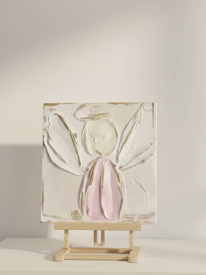 Angel Pink Wings Træblok for engroshandel hos Loftin Design Co