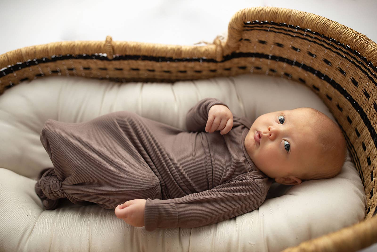 Three Little Tots - Wholesale Babygown - Baby - Cocoa Brown Ribbed Knotted Newborn Baby Gown sleepwear19
