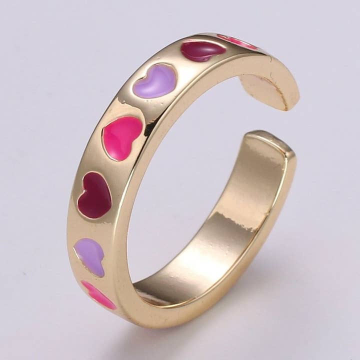 Bague cœur en or, bague d'amour, bague à cœur ouvert, bague ouverte réglable, bague empilable en or, bague en forme de cœur minimaliste pour relation, bague d'amitié R323 pour la vente par Aim Eternal