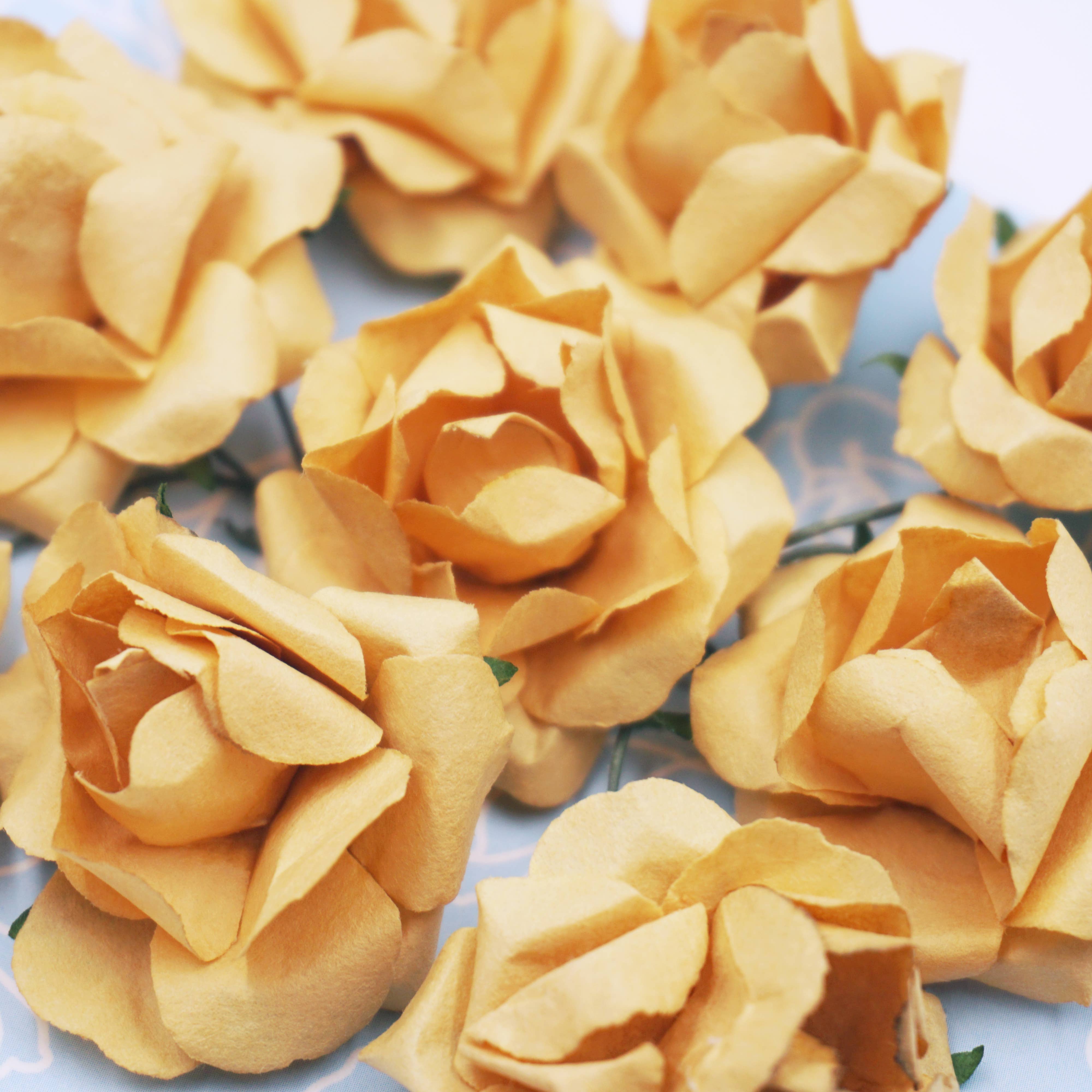 Angels Craft - Wholesale Artificial Flowers - Paper Flowers (Roses) with wire,  9-ct 1.57"3