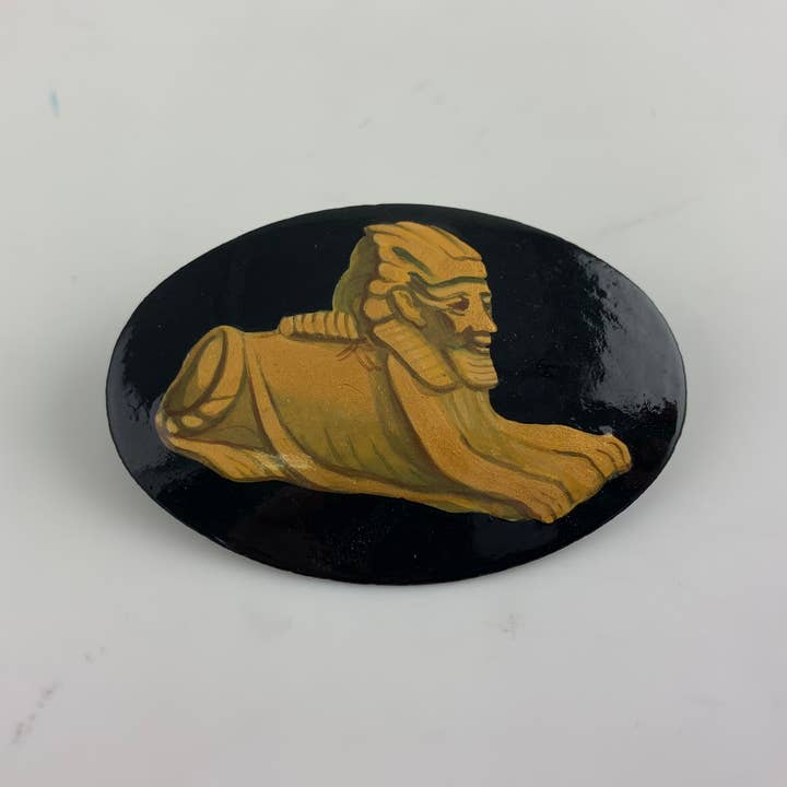 Vintage ägyptische Sphinx Brosche/Anstecknadel für den Großhandel von Golden Cockerel