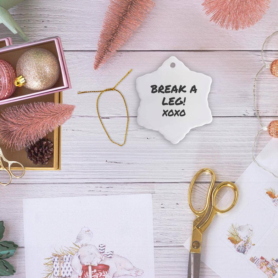 3dRose - Wholesale Ornament - 3dRose, Breek een been xoxo. Theater, acteur, showbusiness succeswens, Ornament12