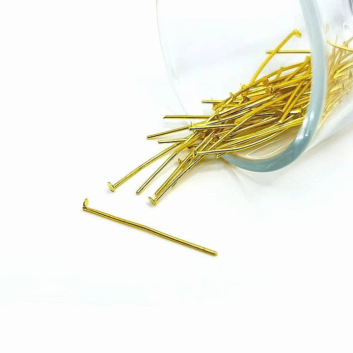 Guerrilla Charm - Wholesale Craft supplies - 30mm, 21g, Gold Plated Head Pins