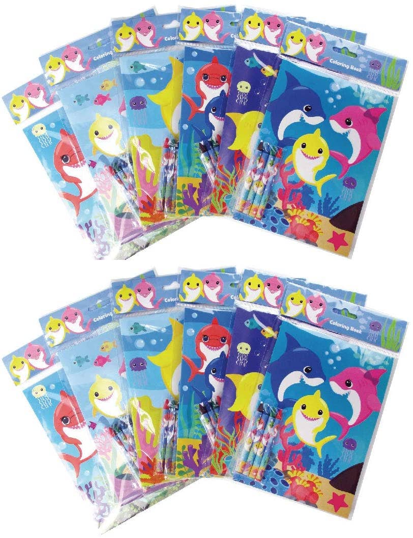 Tiny Mills - Vente Sachet cadeau/boîte cadeau pour invités - Requin Famille Anniversaire Assortiment de faveurs pour 12 enfants2