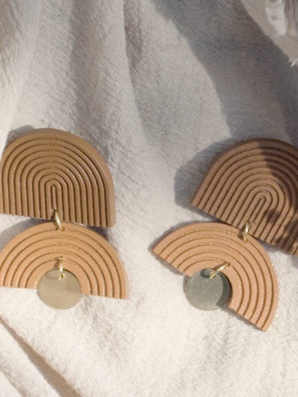 Rory Hand Painted Wood Dangle Earrings with Brass Accents for wholesale by Mafe Designs