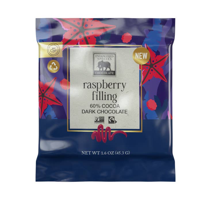 Delectable Samplings - Venta al por mayor Chocolate - Star Fish - Relleno de frambuesa con 60% de chocolate negro, 1.5 oz