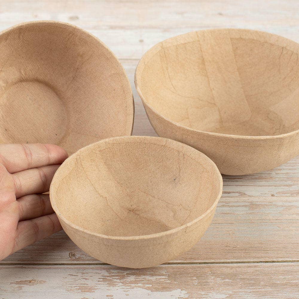Factory Direct Craft - Wholesale Decorative Plate/Dish/Bowl - Natural Kraft Paper Mache Decorative Bowls (Set of 3)1