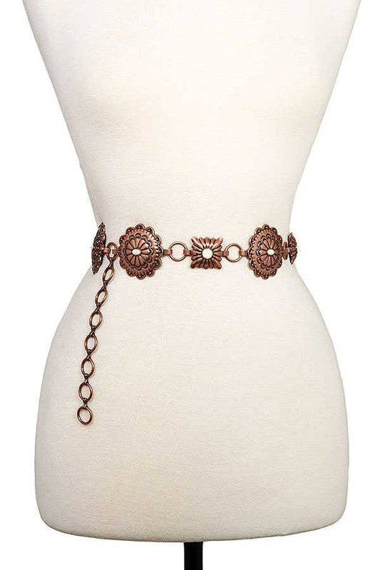 Andrea Bijoux – wholesale Belt – Women's – ROUND SQUARE METAL ETCHED BELT0