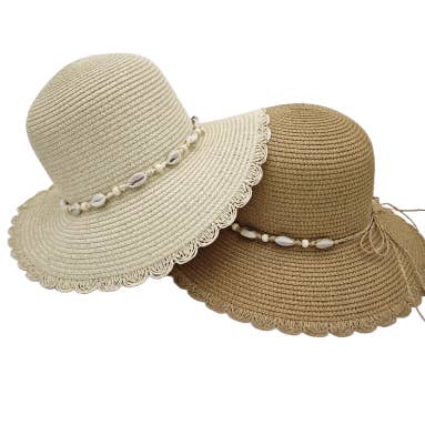 Confezione da 4 cappelli effetto paglia con conchiglie per la vendita all'ingrosso da parte di Samba de roda