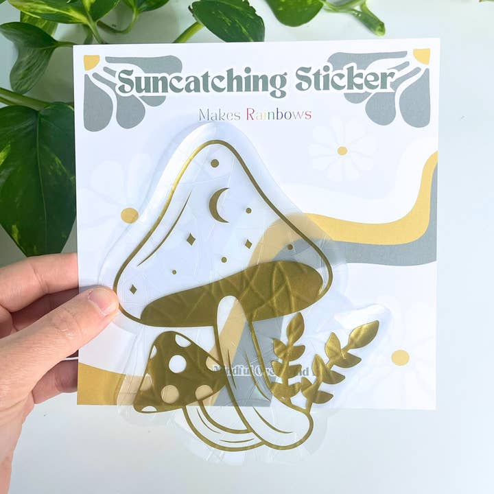 Mindful over Mind Full – Suncatcher por atacado – Apanhador de Sol de Cogumelo Celestial | Criador de Arco-Íris | Adesivo de Janela0