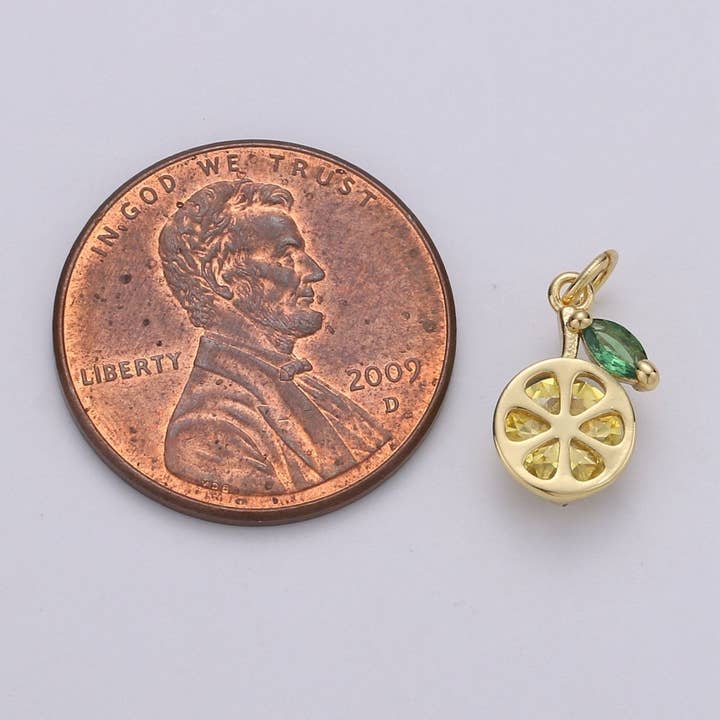 Aim Eternal - Wholesale Individual Charm/Pendant - 14K Gold Filled Mini Lemon Fruit Nature Charm | D6812