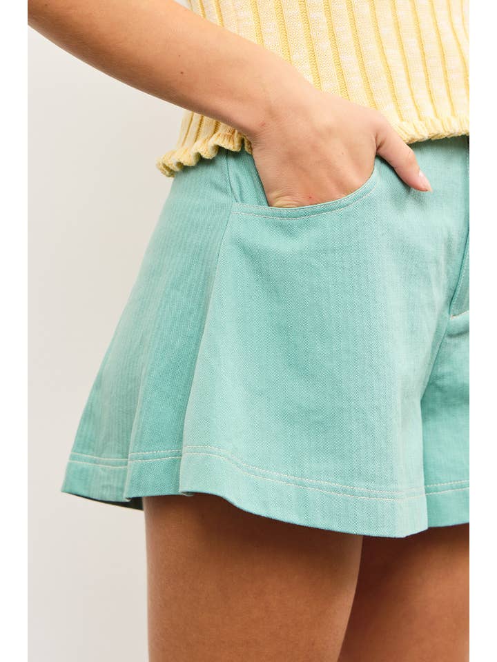 Mustard Seed - Wholesale Shorts - Women's - BACK ELASTIC WAISTBAND STITCH DETAIL SKIRTY SHORT PANTS
