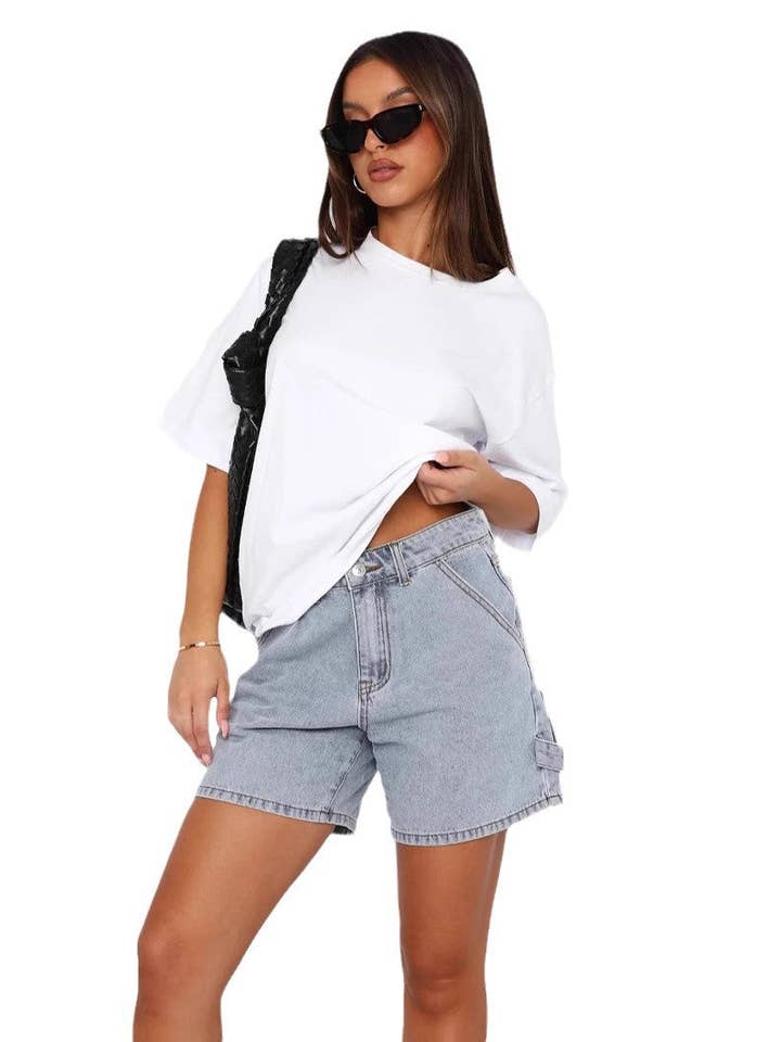 Marayn - Wholesale Shorts – Women’s - 2025 Summer Street Style Washed Denim Carpenter Pants28