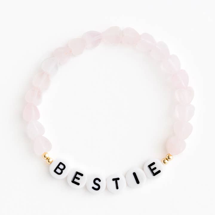 The Rose Quartz Hearts Bracelet for wholesale by Names For Good