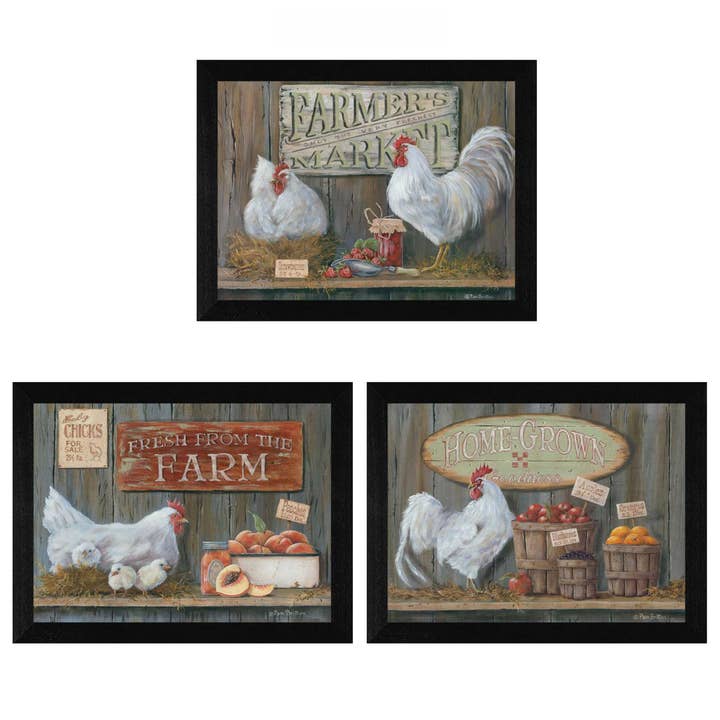 "Farmers Market Collection" 3-Piece Vignette, Black Frame for wholesale by Trendy Decor 4U